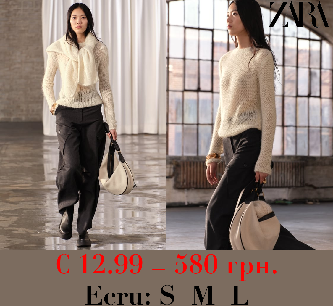 ALPACA BLEND OPEN-KNIT SWEATER