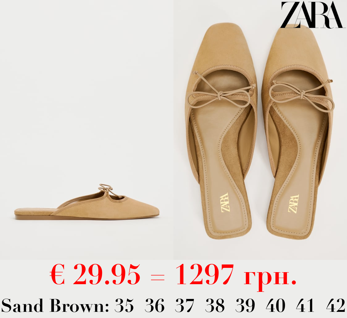 LEATHER MULES WITH BOW DETAIL