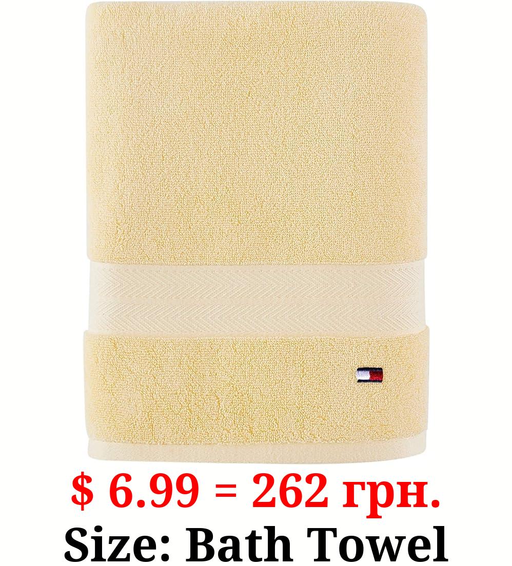 Tommy Hilfiger Modern American Solid Bath Towel, 30 X 54 Inches, 100%  Cotton 574 GSM (Swedish Blue)