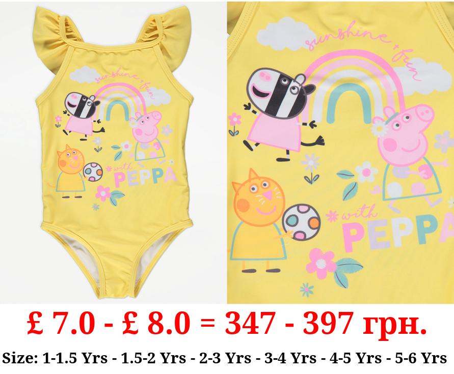 Peppa Pig Yellow Sunshine Frill Sleeve Swimsuit