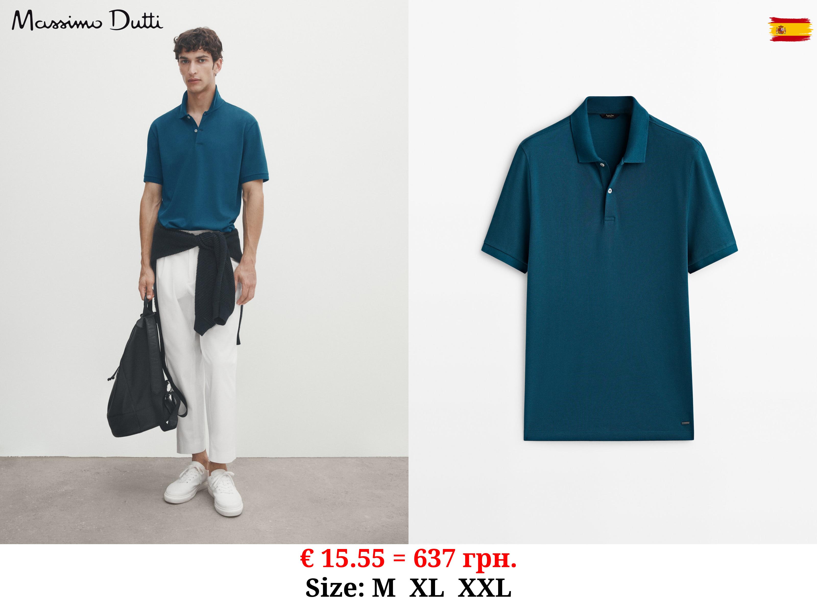 Piqué 100% cotton polo shirt PETROLEUM