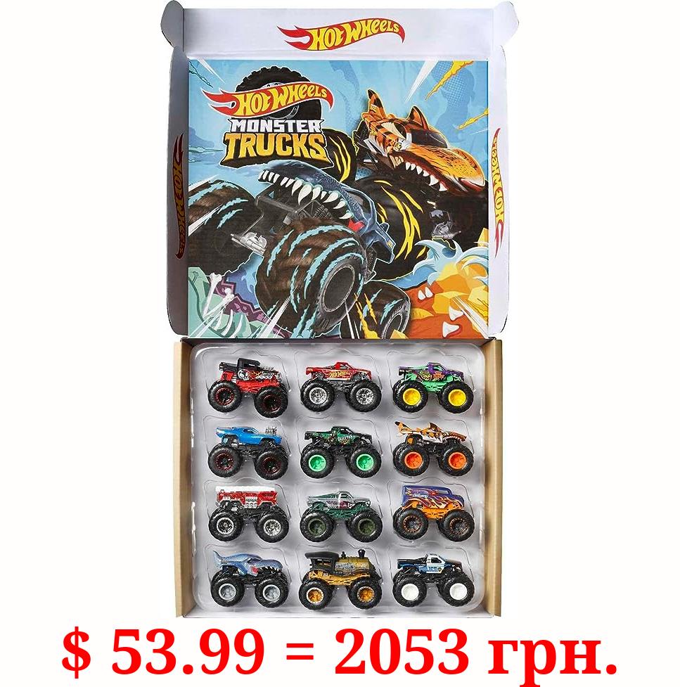 Hot Wheels Monster Trucks, Set of 12 1:64 Scale Die-Cast Toy Trucks for Kids and Collectors, Styles May Vary (Amazon Exclusive)