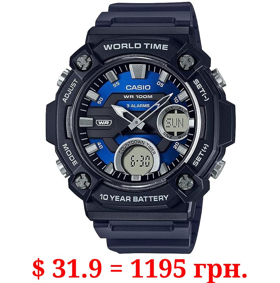 Casio 10 Year Battery World Time Countdown Timer Analog-Digital Watch (Model: AEQ-120W-2AV)