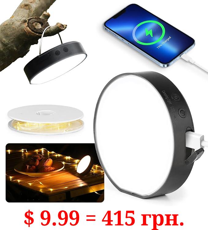 Yoobao 3-in-1 Solar Camping String Lights, Solar Powered USB Rechargeable 4000mAh Power Bank for Emergency, LED Flashlight Waterproof Camping Tent Light for Hiking, Party, Decor 17 Ft (White Light)