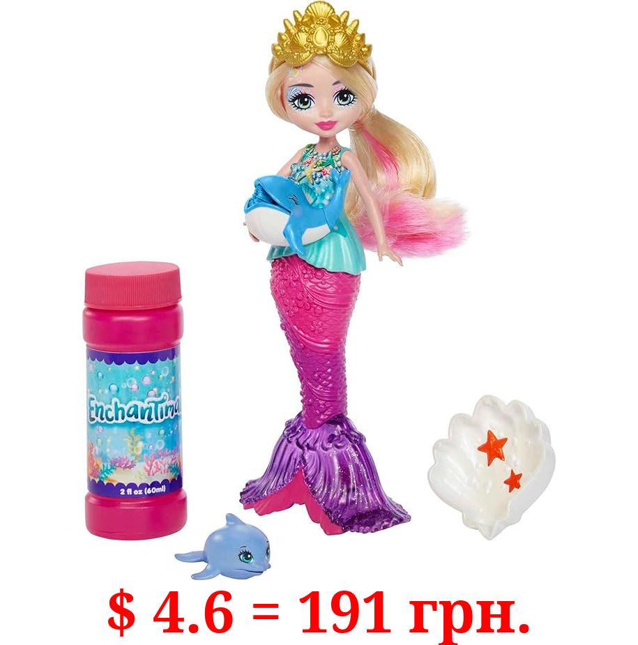 Mattel Enchantimals Bubblin’ Atlantia Mermaid Bubble Maker Doll (7-in) with Dolphin Animal Figure, Great Gift for Kids Ages 3 and Up