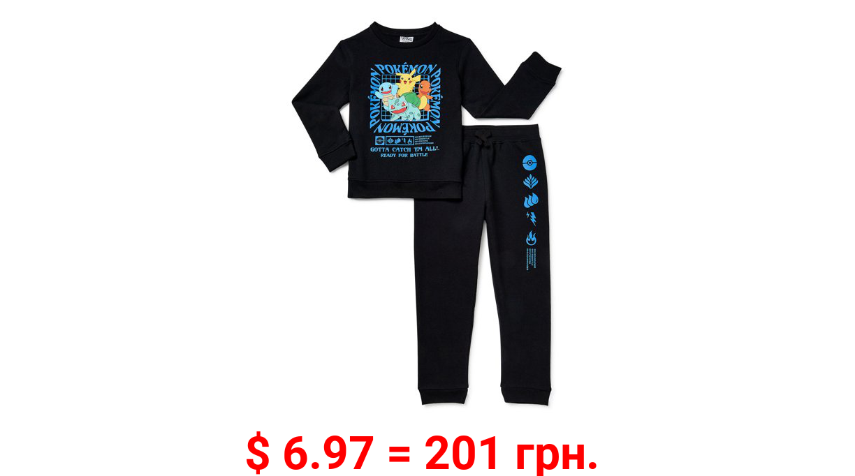 Pokémon Boys Crewneck Sweatshirt and Jogger Pant Set, 2-Piece, Sizes 4-18