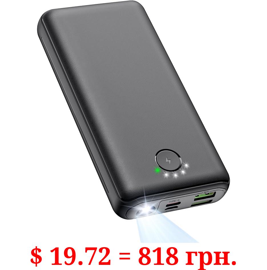 Portable Charger Power Bank 30000mAh - USB C 22.5W Fast Charging External Battery Pack Charging Bank PD QC4.0 with Flashlight 3 Outputs & 2 Inputs Phone Charger for iPhone Samsung Galaxy iPad etc