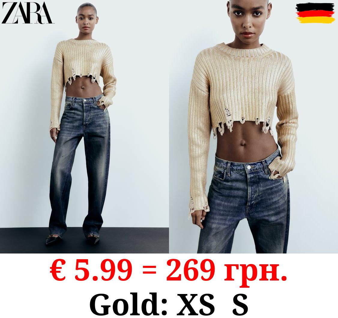 CROPPED FOIL KNIT SWEATER