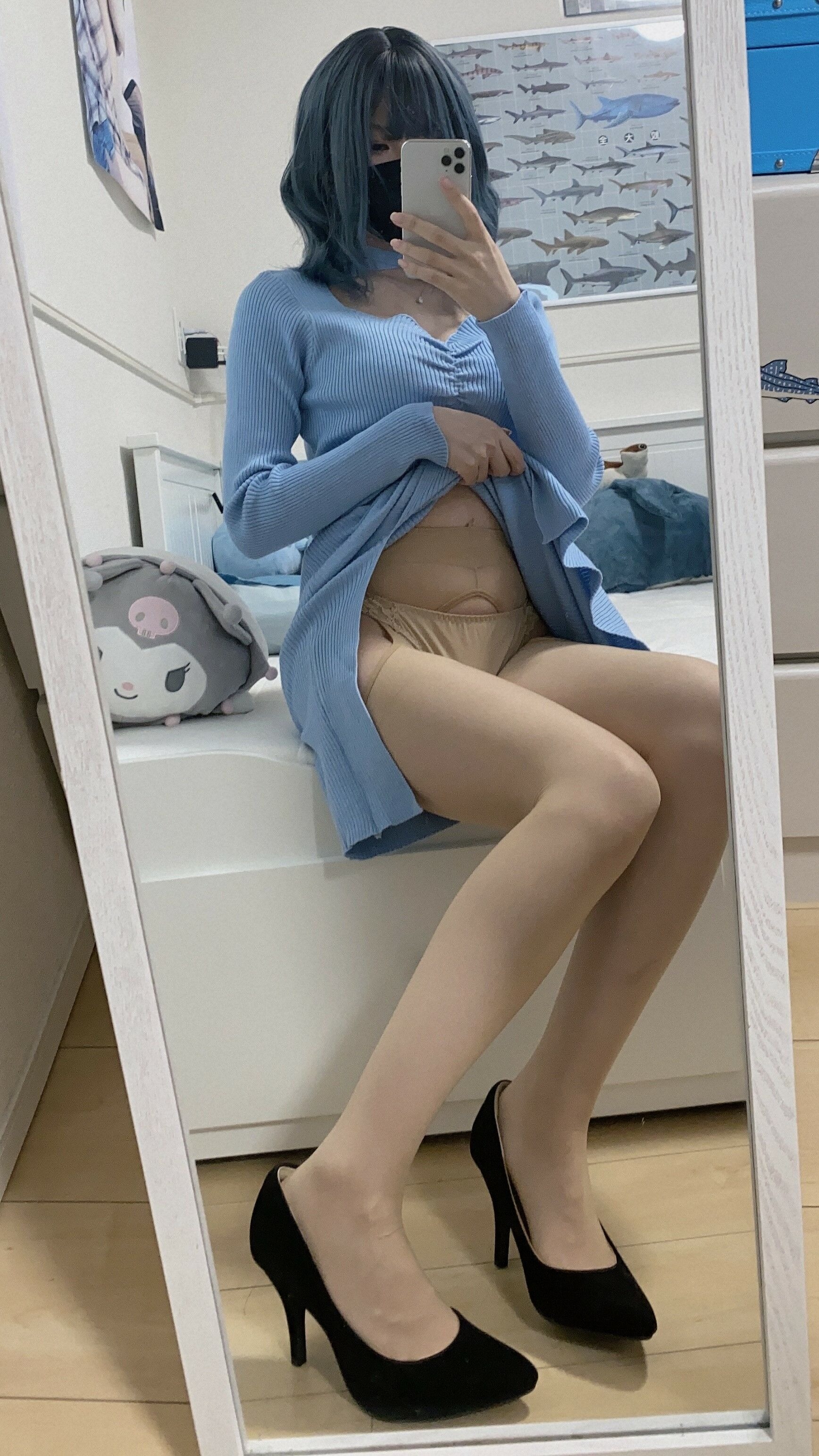 御伽樒 蓝卫衣+猫耳束缚 78