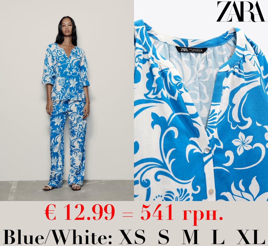 LINEN BLEND PRINTED SHIRT