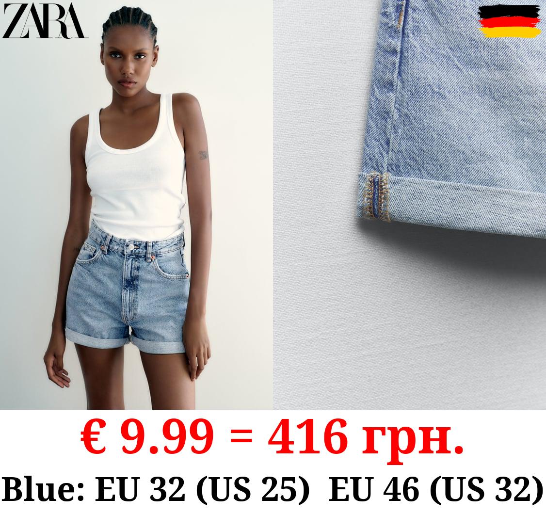 TRF HIGH-RISE MOM FIT DENIM BERMUDA SHORTS