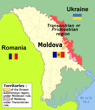 The map of the Republic of Moldova and Transnistria