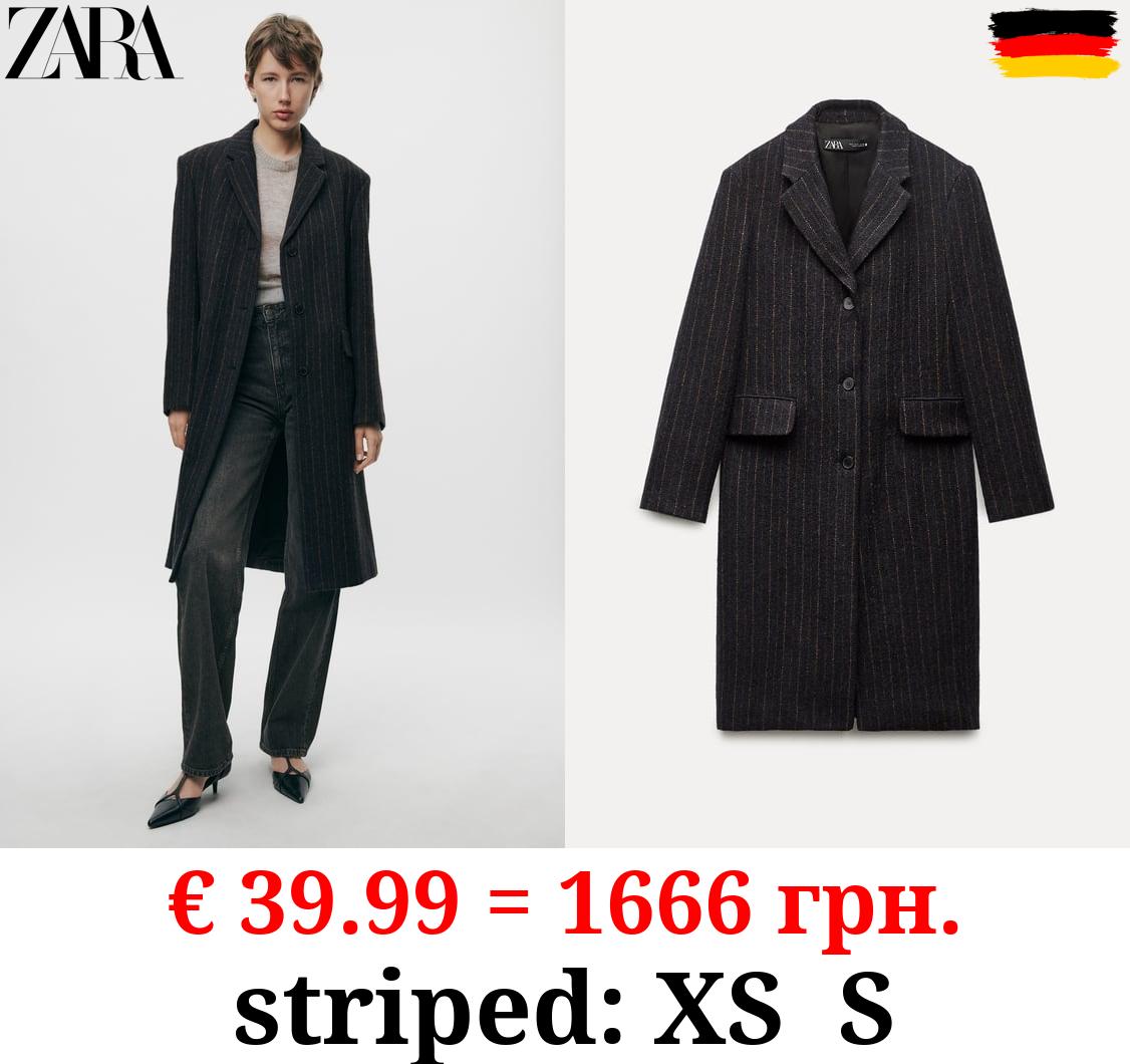 ZW COLLECTION STRIPED MANTECO WOOL COAT