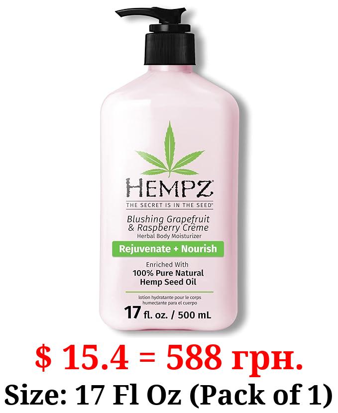 HEMPZ Body Lotion - Grapefruit & Raspberry Crème Daily Moisturizing Cream, Shea Butter Body Moisturizer - Skin Care Products, Hemp Seed Oil - Large