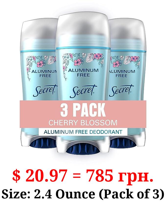 Secret Aluminum Free Deodorant for Women, Cherry Blossom, 2.4 oz (Pack of 3)