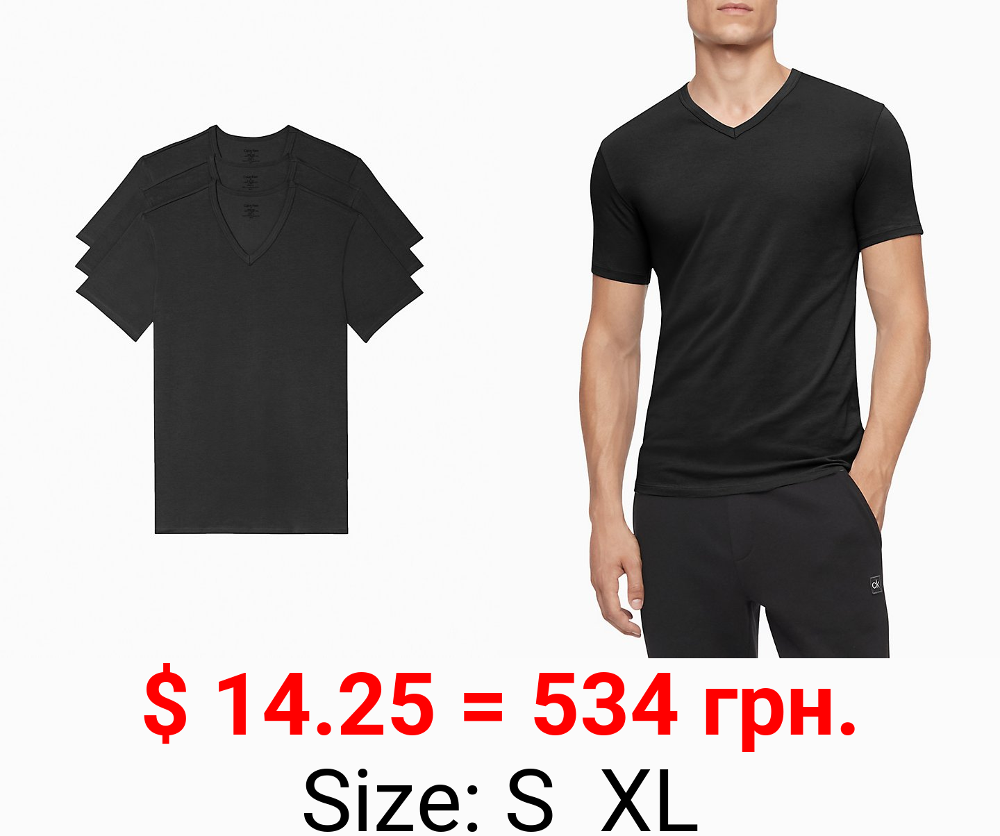 Cotton Stretch 3-Pack V-Neck T-Shirt