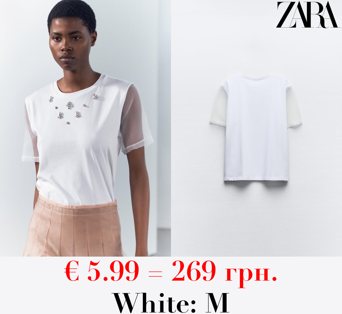 RHINESTONE ORGANZA T-SHIRT