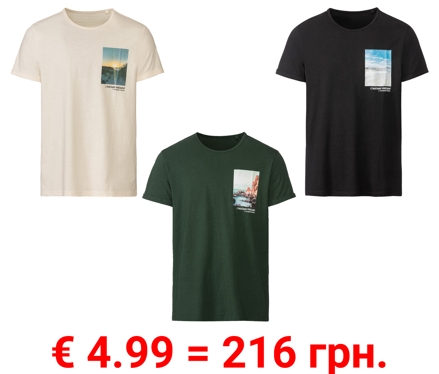 LIVERGY® Herren T-Shirt mit Print, reine Baumwolle
