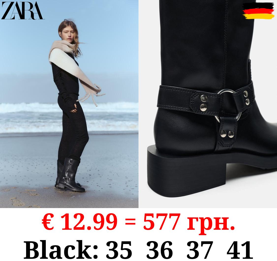 FLAT BIKER ANKLE BOOTS