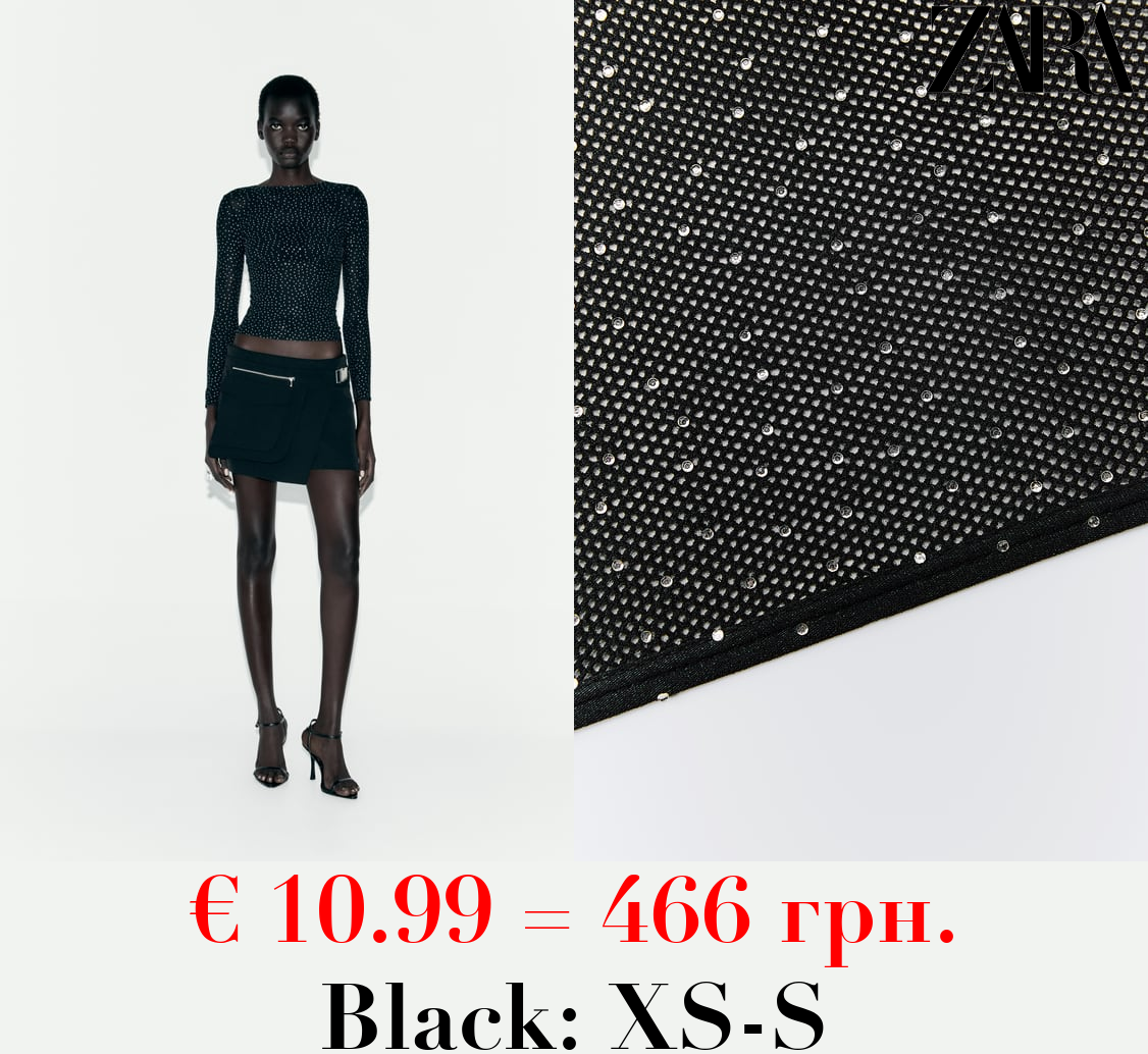 SEAMLESS MESH TOP WITH RHINESTONES