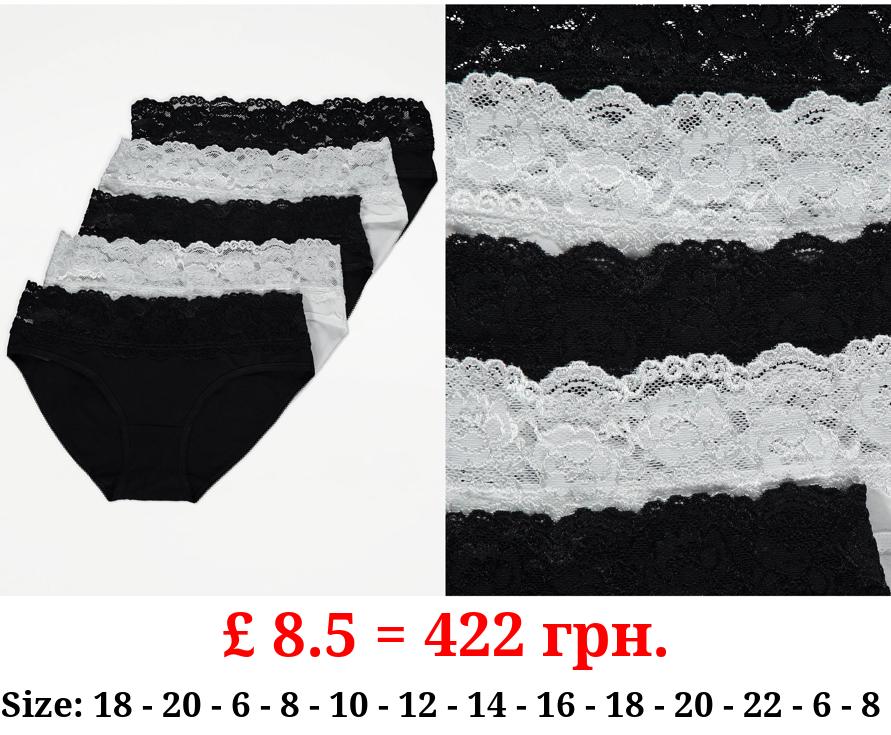 Lace Top Mini Knickers 5 Pack