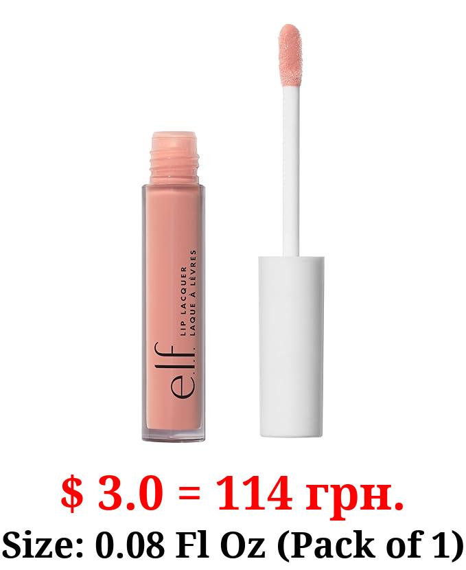 e.l.f. Lip Lacquer, Nourishing, Non-Sticky Ultra-Shine Lip Gloss With Sheer Color, Infused With Vitamins A & E, Vegan & Cruelty-Free, Whisper Pink