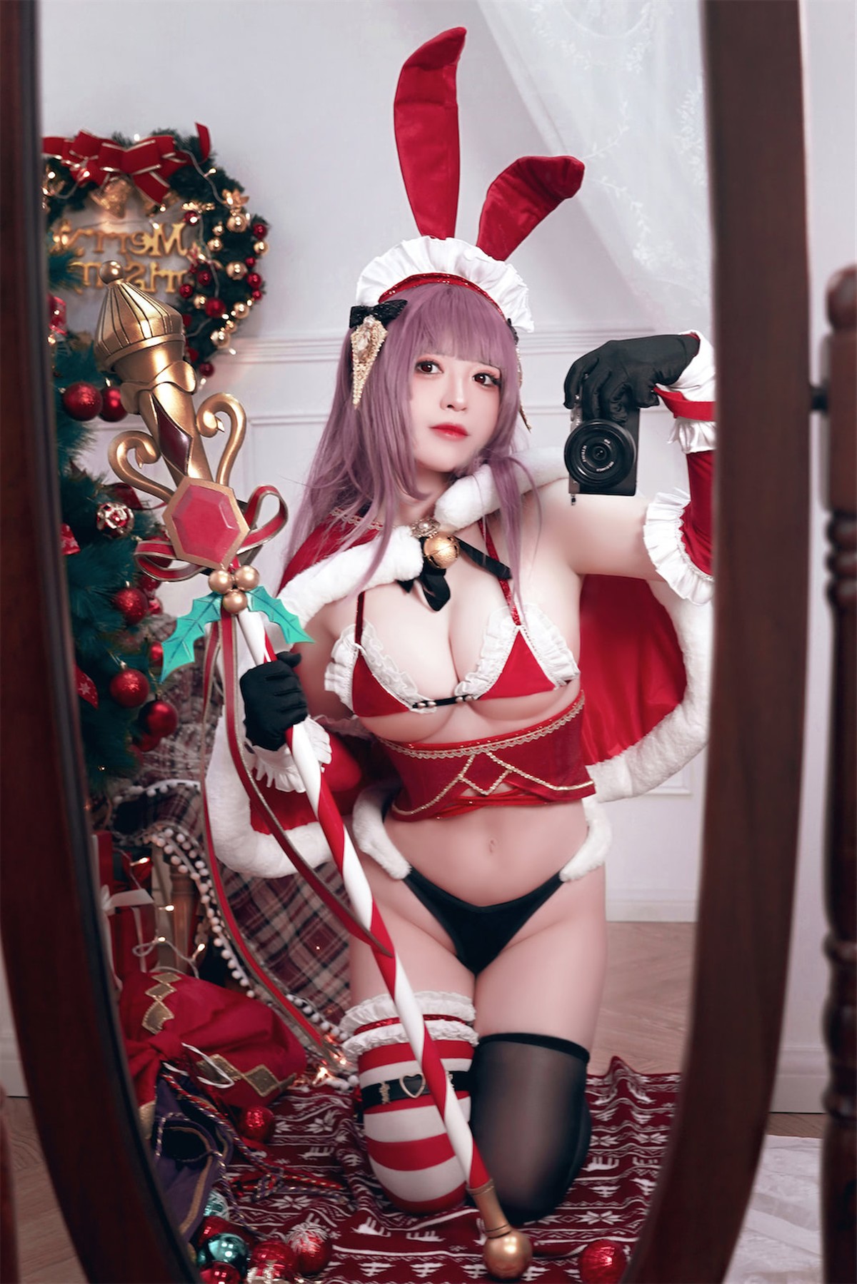 Cosplay 半半子 Christmas Bunny Aike 6