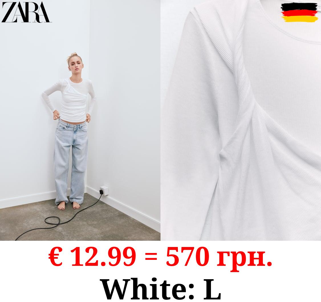 DRAPED DOUBLE-LAYER RIBBED TOP