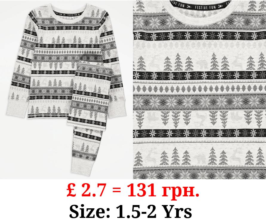 Fairisle Long Sleeve Matching Kids Christmas Pyjamas
