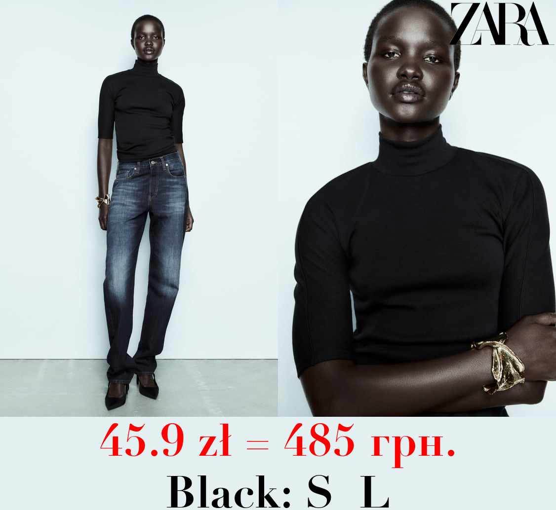 COTTON MOCK NECK T-SHIRT