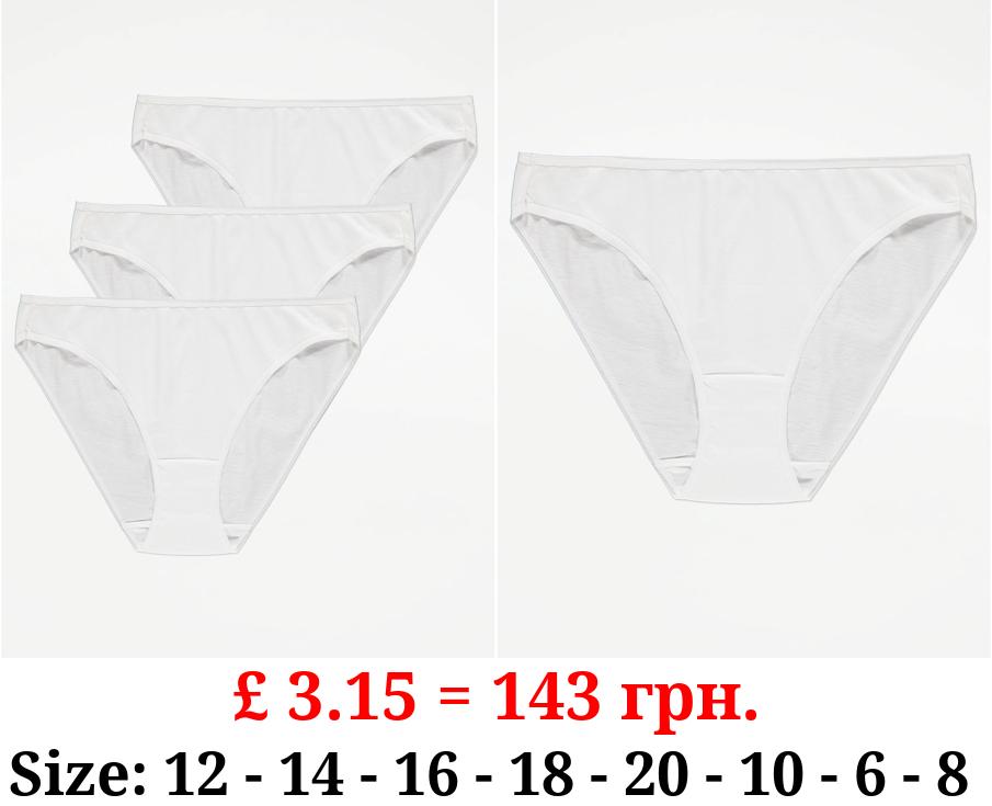 White Pure Cotton High Leg Knickers 3 Pack