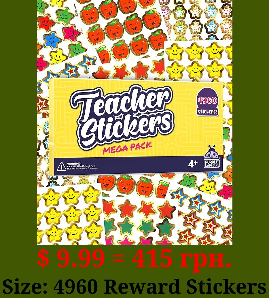 PURPLE LADYBUG Teacher Stickers for Students with 4960 Reward Stickers for Kids Classroom Supplies, Teacher Must Haves & School Stickers - Small Stickers for Kids Reward Chart, Teacher Supplies