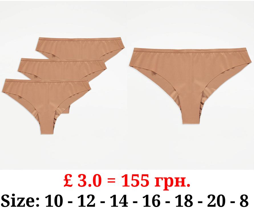 Deep Medium Nude No VPL Brazilian Knickers 3 Pack