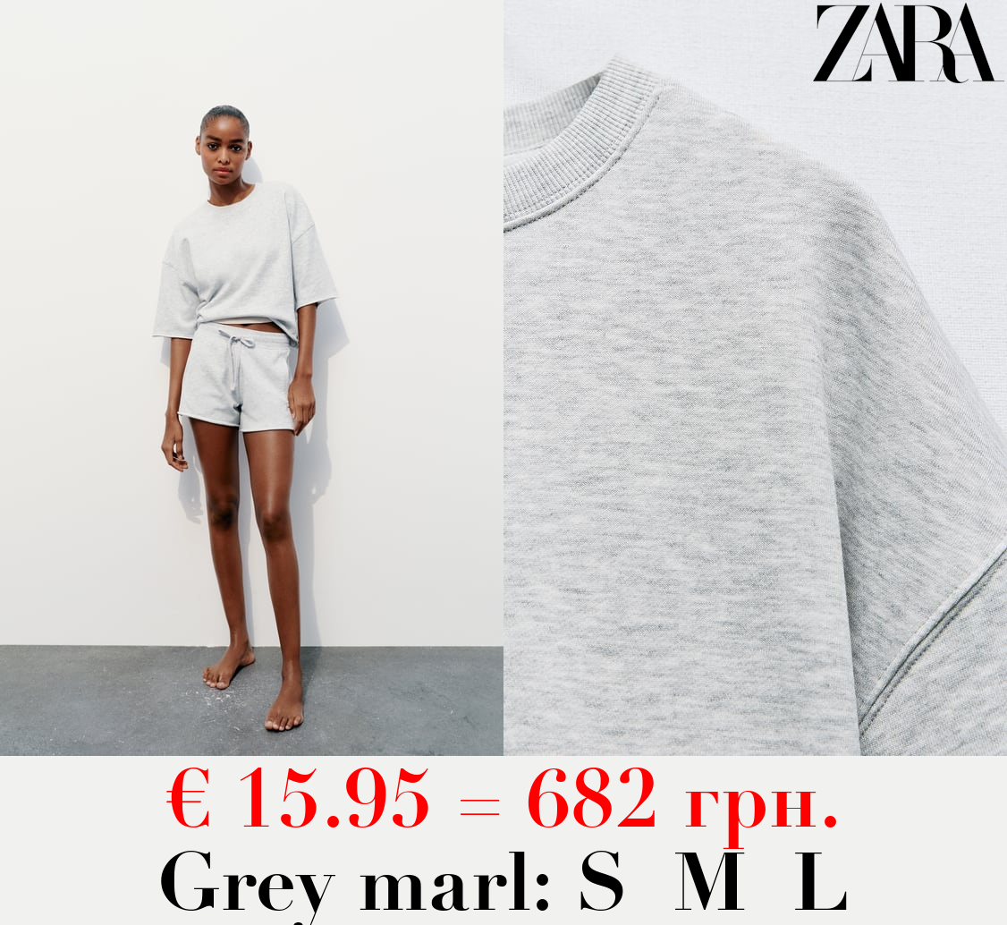 SHORT SLEEVE RIBBED PLUSH SWEATSHIRT