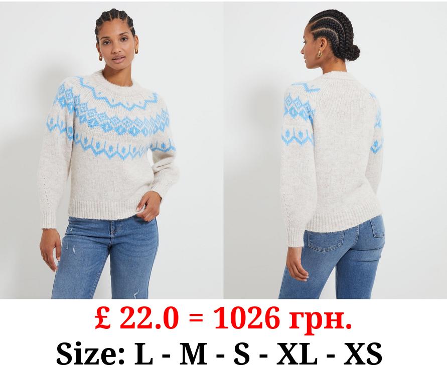Neutral Fairisle Knitted Jumper