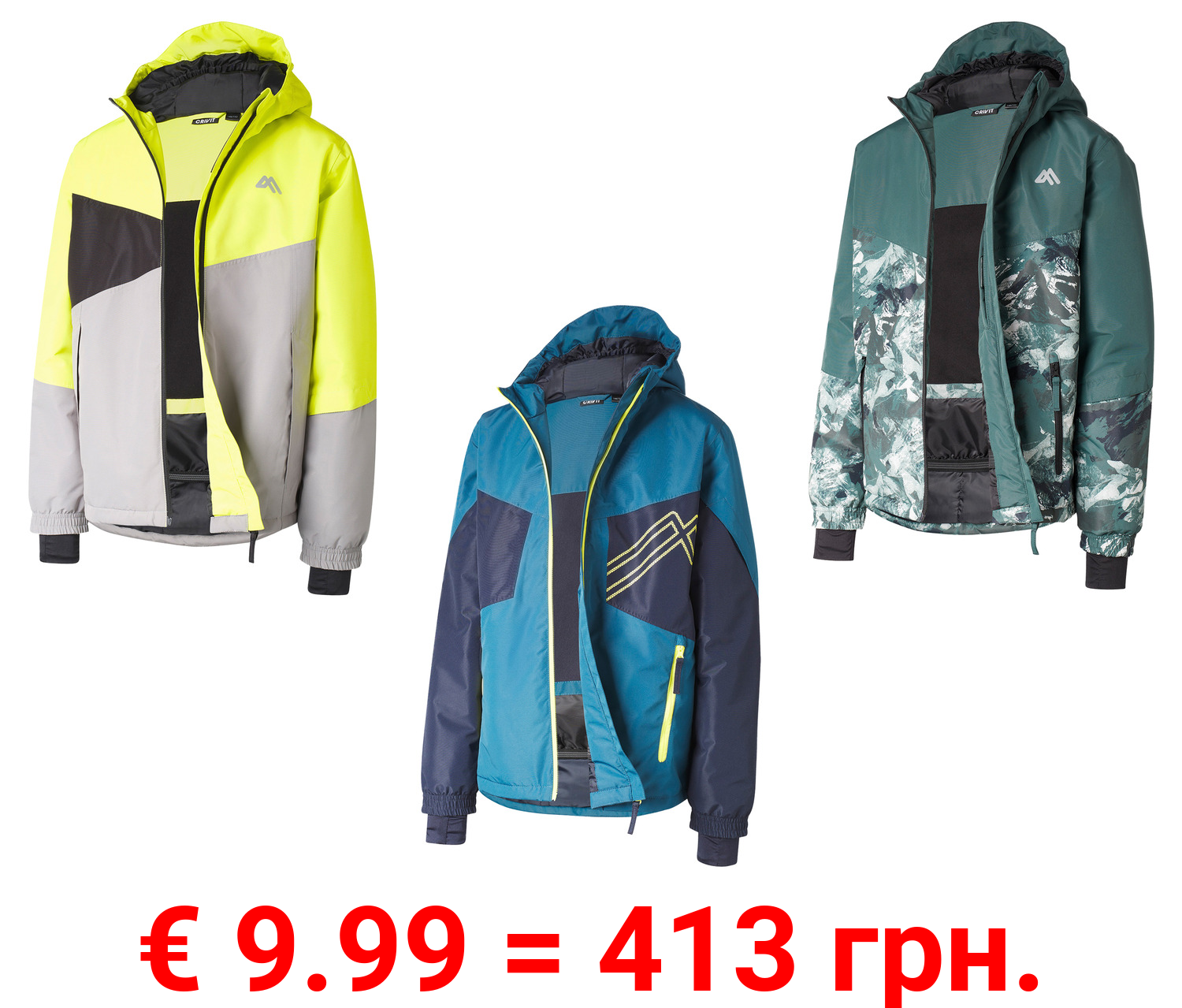 CRIVIT Kinder Skijacke, wärmende Wattierung