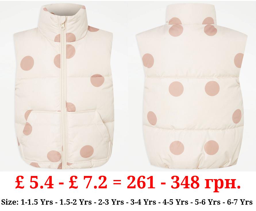 Tan Spot Padded Gilet