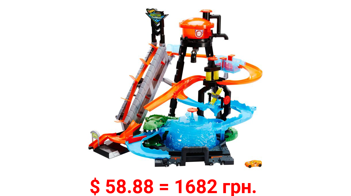 Hot Wheels Ultimate Gator Car Wash Play Set with Color Shifters Car