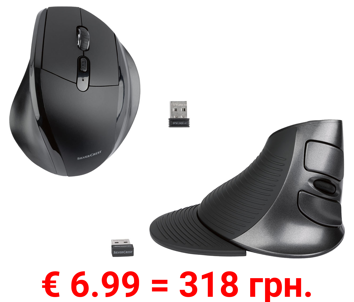 SILVERCREST® Ergonomische Funkmaus, mit USB-Nano-Empfänger