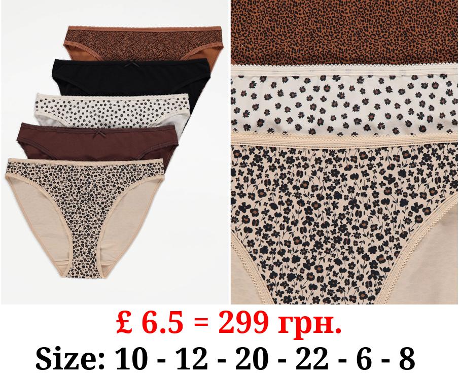 Neutral Animal High Leg Knickers 5 Pack
