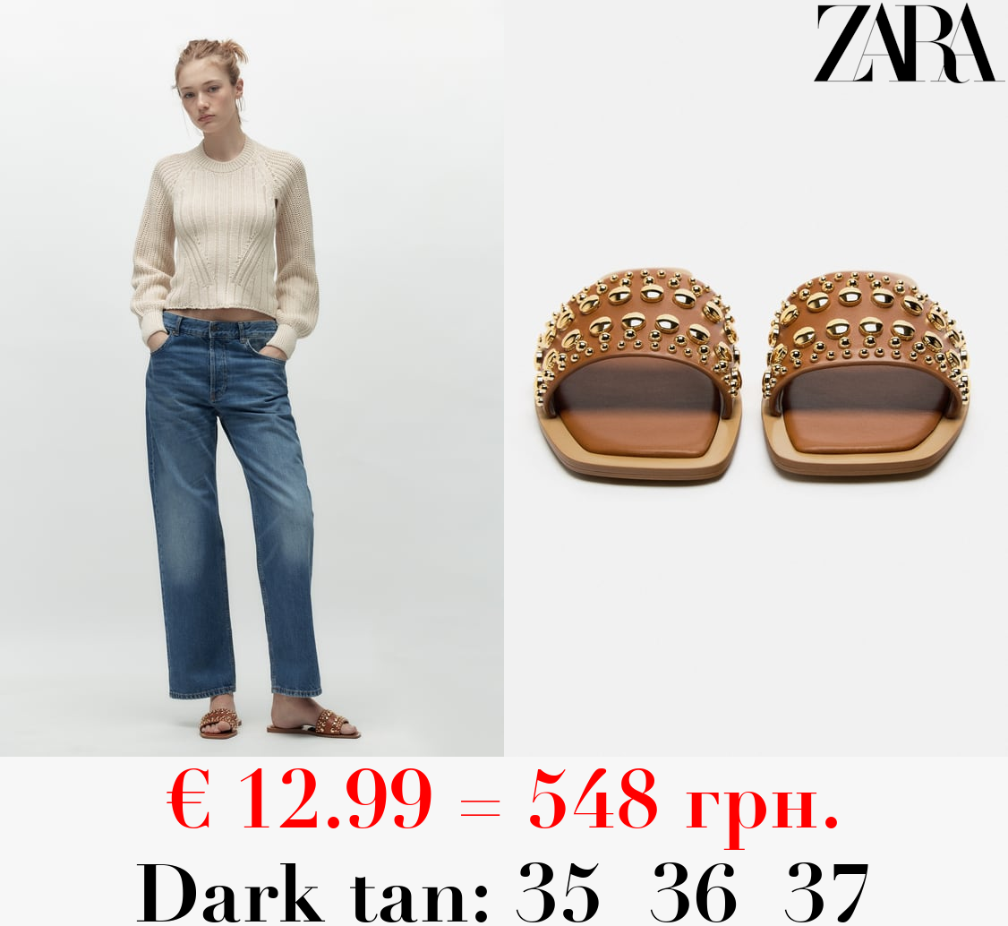 FLAT STUDDED SLIDER SANDALS