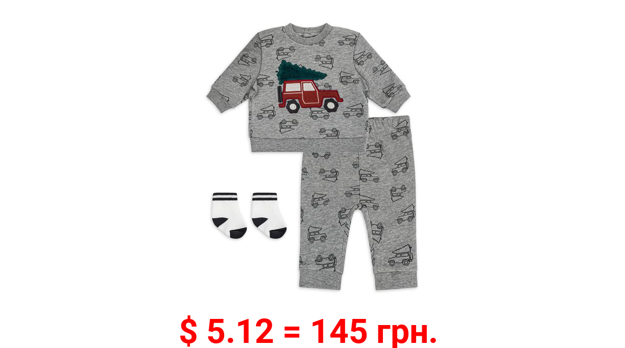 Petit Lem Baby Boy Three-Piece Sweatshirt Set (3M-24M)
