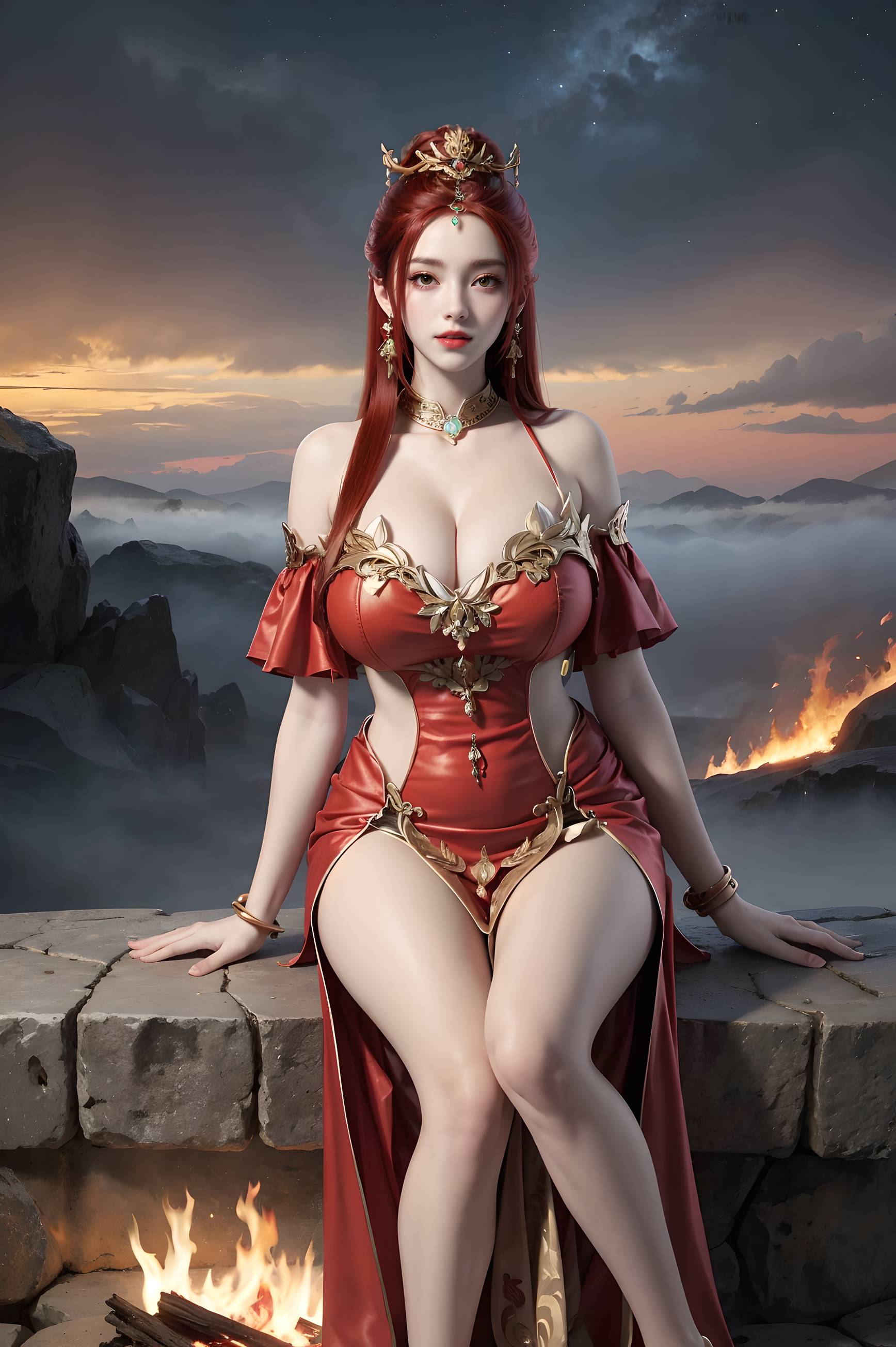 图片[102]-完美世界-曼珠沙华 户外红色礼服-六色网