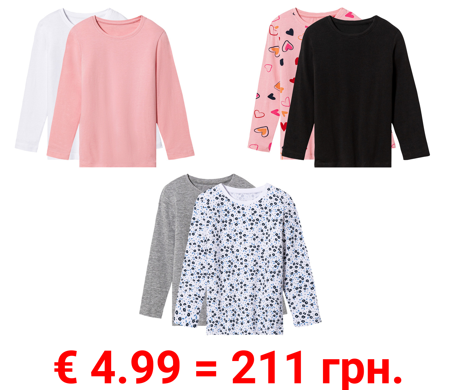 lupilu® Kleinkinder Mädchen Langarmshirt 2er