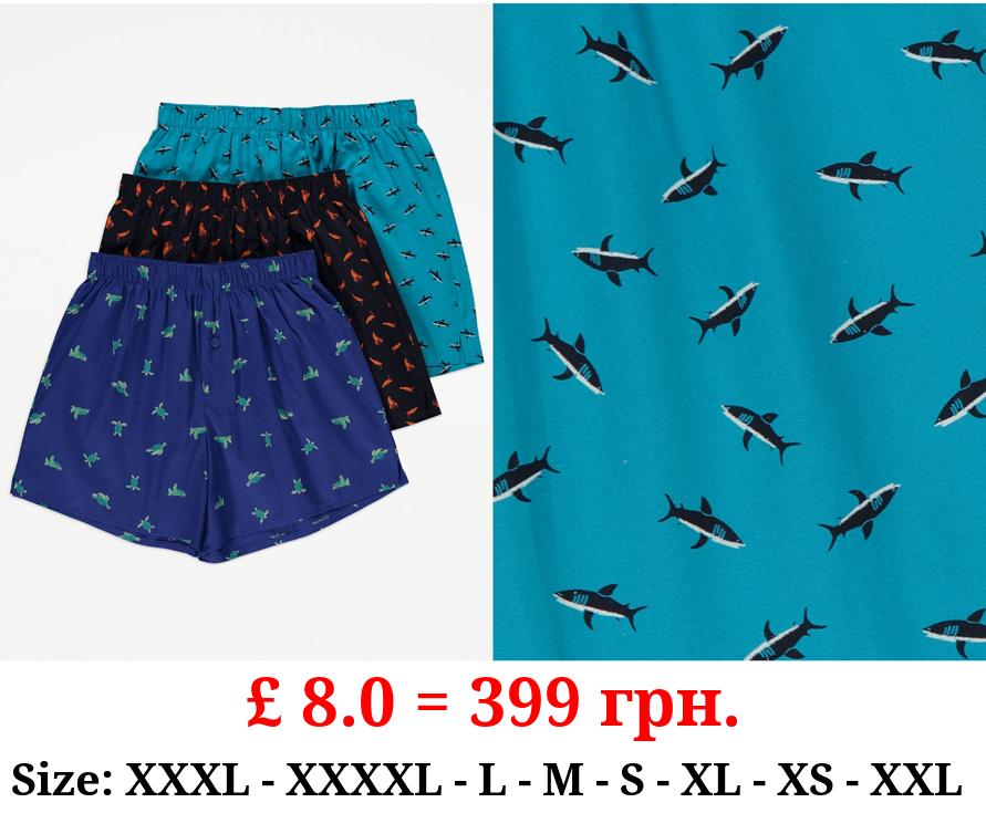 Sea Creature Woven Boxer Shorts 3 Pack