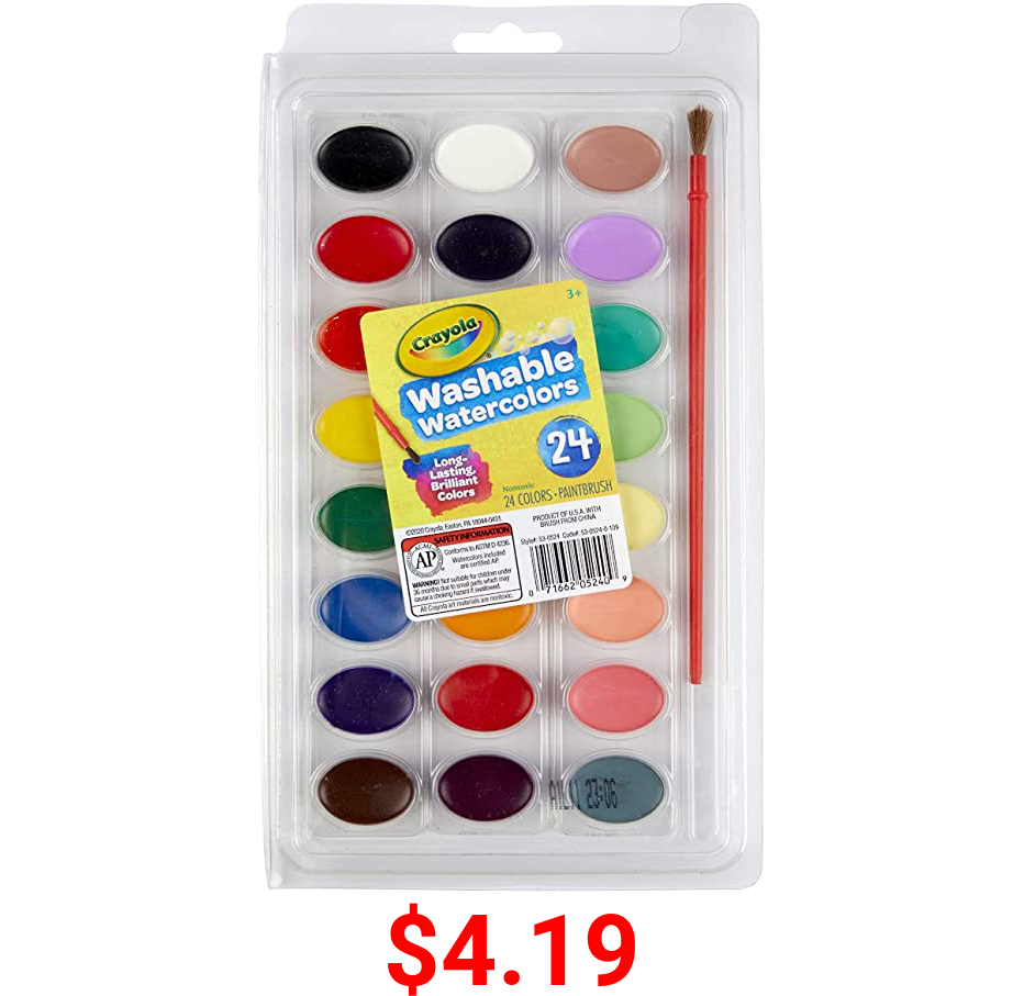Crayola Washable Watercolors, Paint Set for Kids, Gift, 24 Count