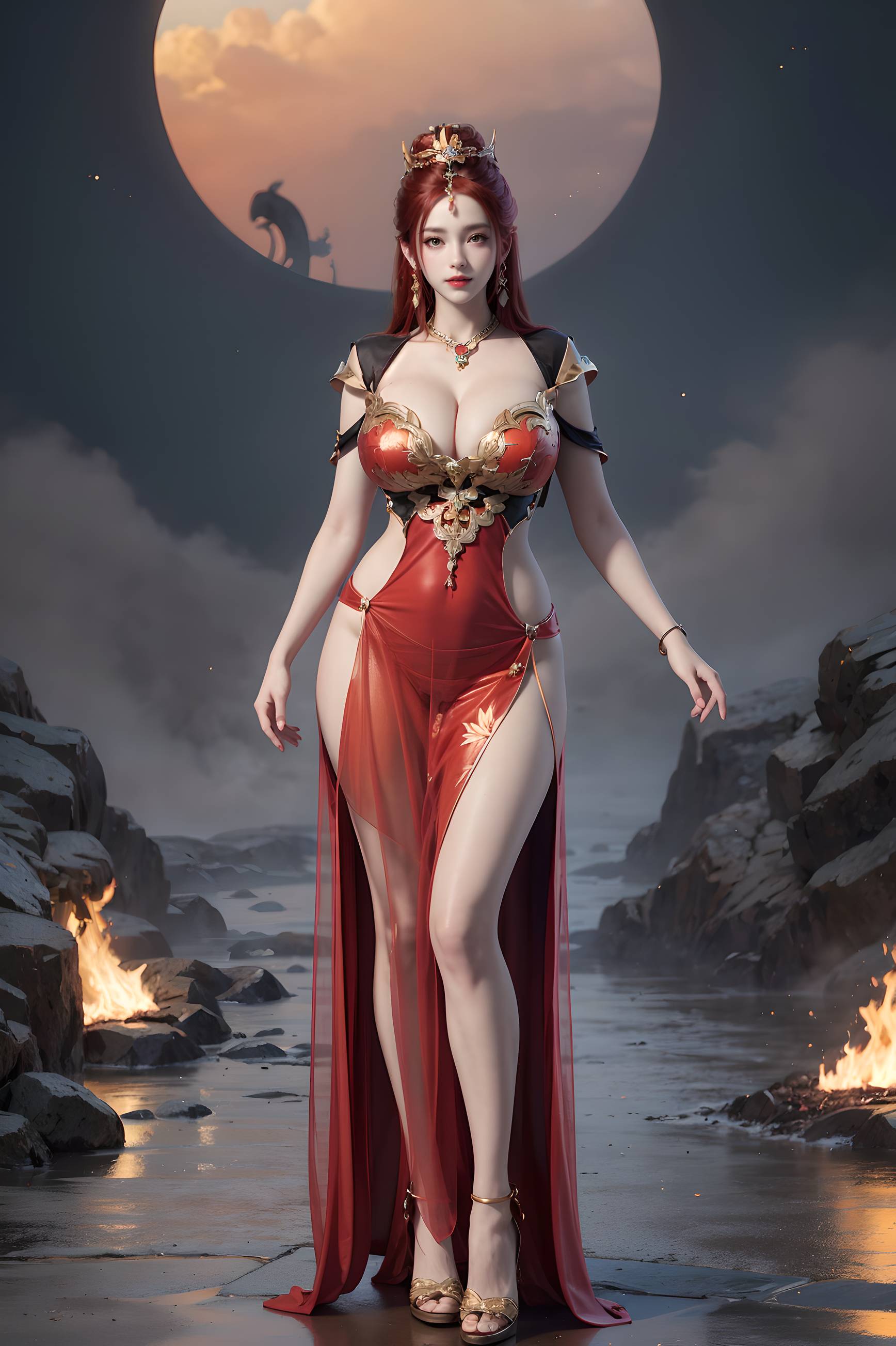 图片[48]-完美世界-曼珠沙华 户外红色礼服-六色网