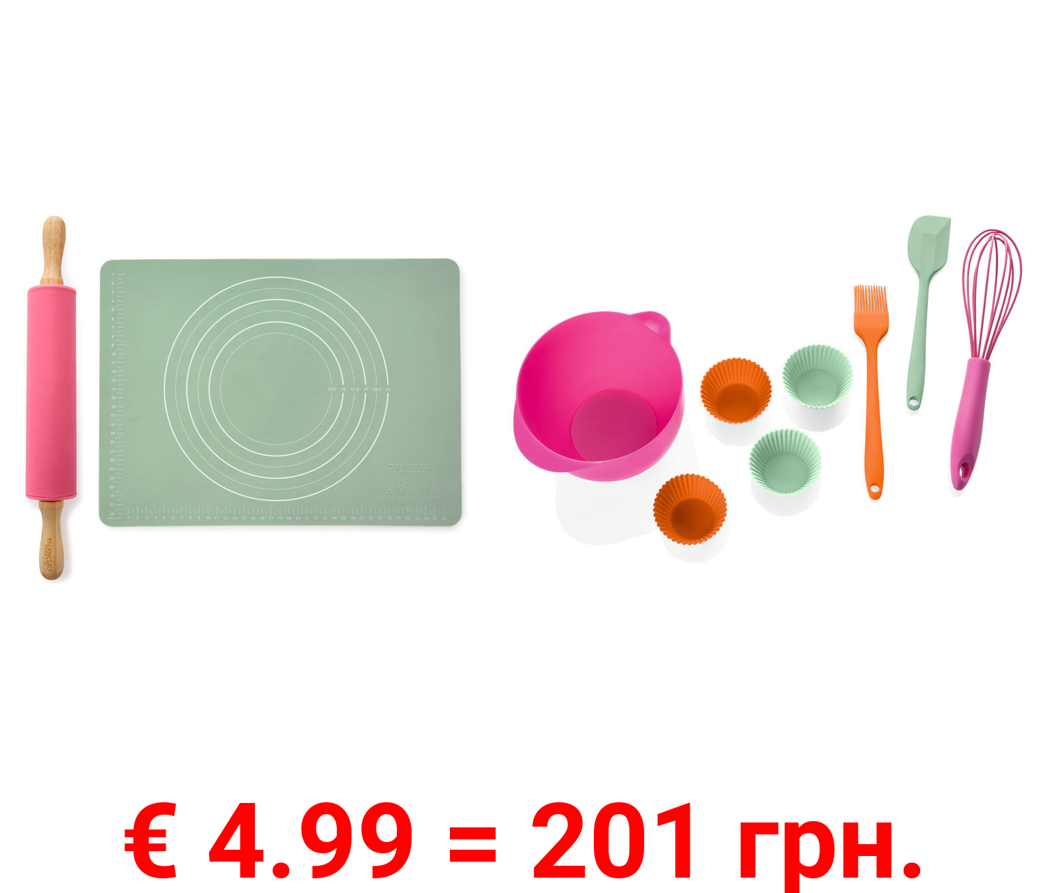 ERNESTO® Kinder Nudelholz mit Backmatte / Backset