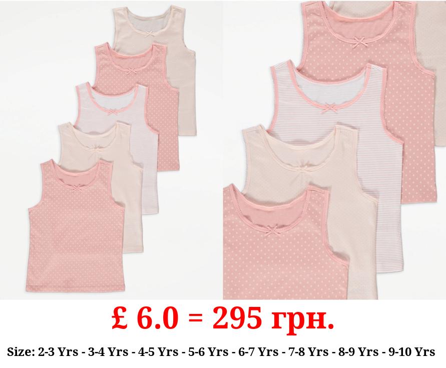 Pink Patterned Vests 5 Pack