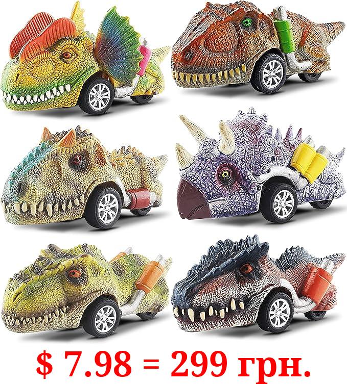 Bambibo Dinosaur Toys for Kids 2-4 Age - Pack of 6 | Pull Back Dinosaur Cars for Kids | 4 Inch Pull Back Cars for Boys Age 4-7 | Dinosaur Car Toys | Pull Back Cars for Kids | Small Cars Dino Toy